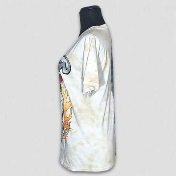 Y2K Grunge Poison Band Graphic Tee Split-tone Tie-dye Gray Cream sz S - Picture 3 of 11